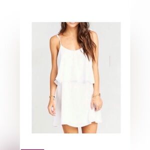 Show me your MuMu white Arianna tie strap tiered mini dress
